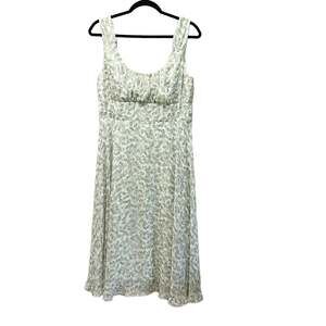 Connected Apparel Green Floral Fit & Flare Sweetheart Knee Length Dress Size 14